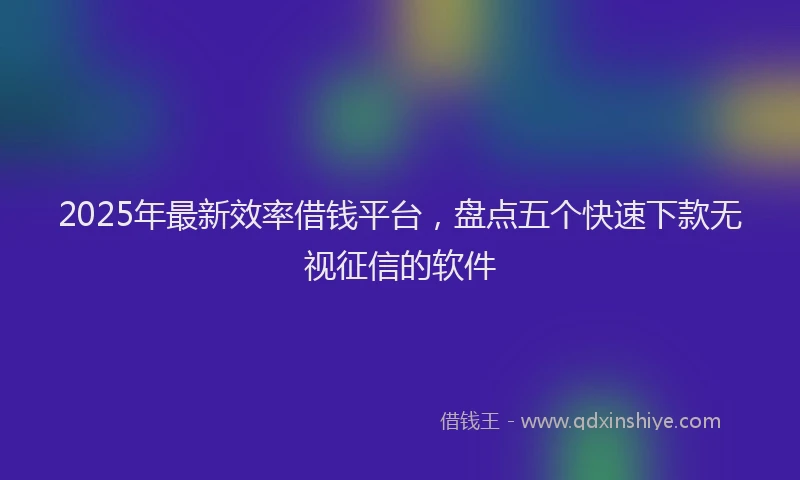 2025年最新效率借钱平台，盘点五个快速下款无视征信的软件