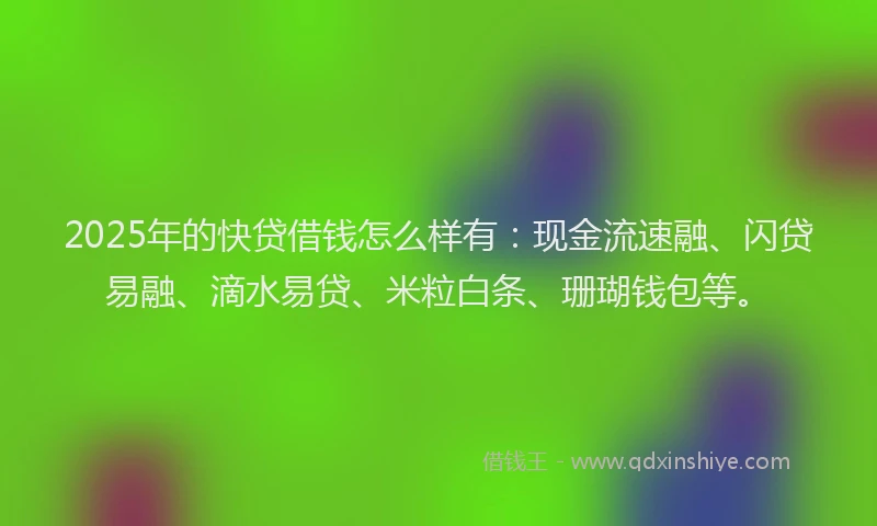 2025年的快贷借钱怎么样有：现金流速融、闪贷易融、滴水易贷、米粒白条、珊瑚钱包等。