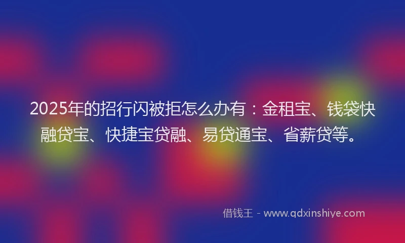 2025年的招行闪被拒怎么办有：金租宝、钱袋快融贷宝、快捷宝贷融、易贷通宝、省薪贷等。
