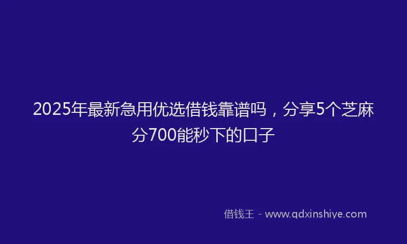 2025年最新急用优选借钱靠谱吗，分享5个芝麻分700能秒下的口子