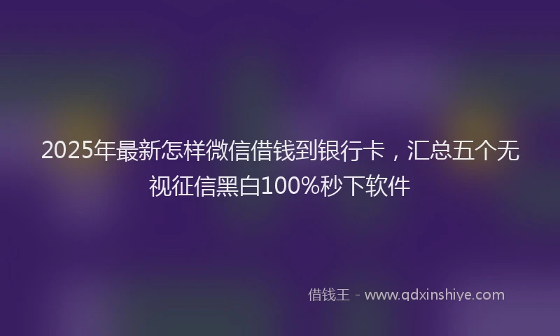 2025年最新怎样微信借钱到银行卡，汇总五个无视征信黑白100%秒下软件