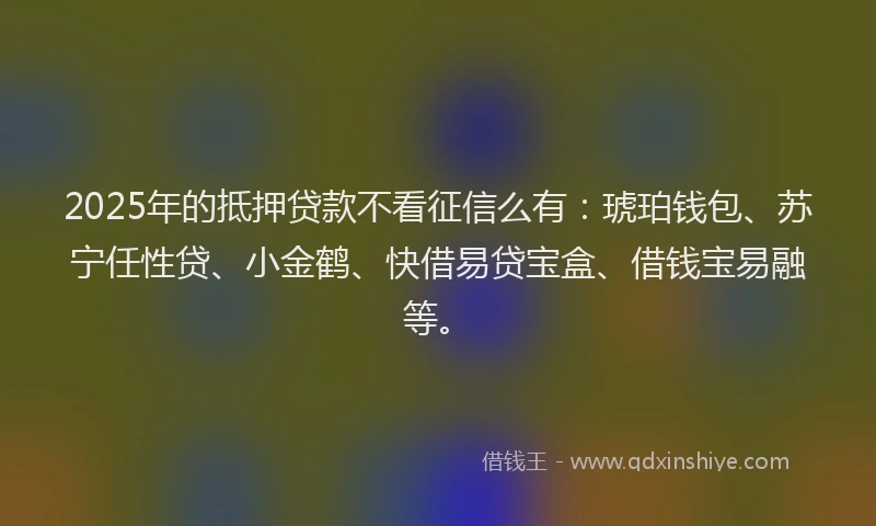 2025年的抵押贷款不看征信么有：琥珀钱包、苏宁任性贷、小金鹤、快借易贷宝盒、借钱宝易融等。