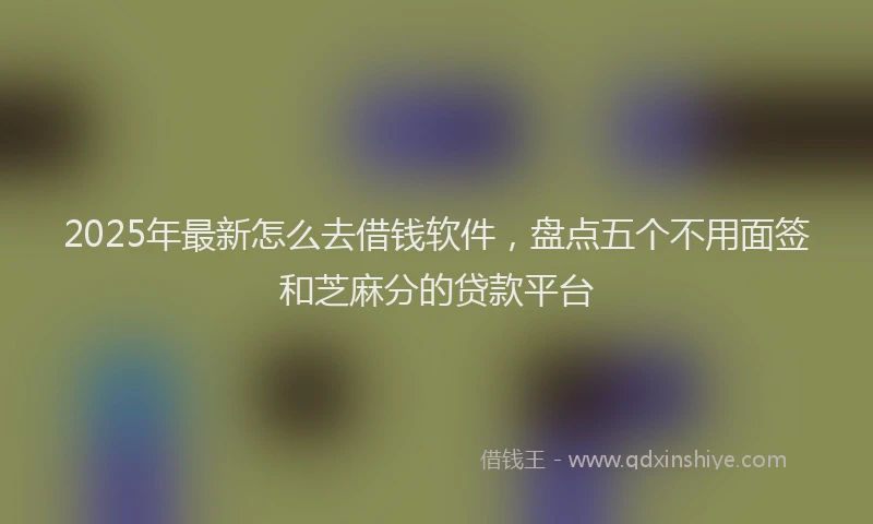 2025年最新怎么去借钱软件，盘点五个不用面签和芝麻分的贷款平台