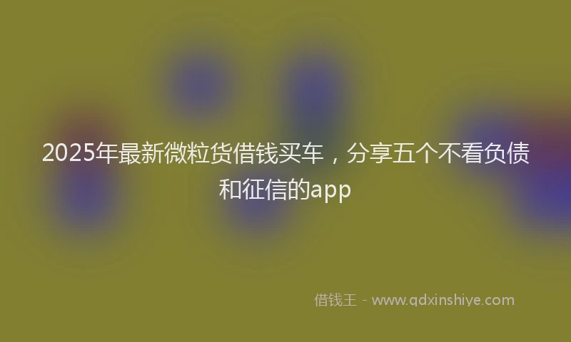 2025年最新微粒货借钱买车，分享五个不看负债和征信的app