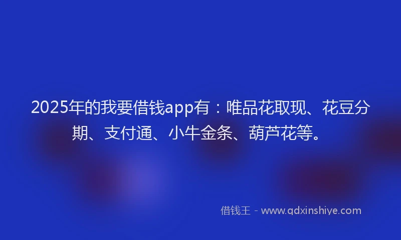 2025年的我要借钱app有：唯品花取现、花豆分期、支付通、小牛金条、葫芦花等。