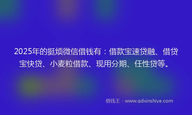 2025年的挺烦微信借钱有：借款宝速贷融、借贷宝快贷、小麦粒借款、现用分期、任性贷等。