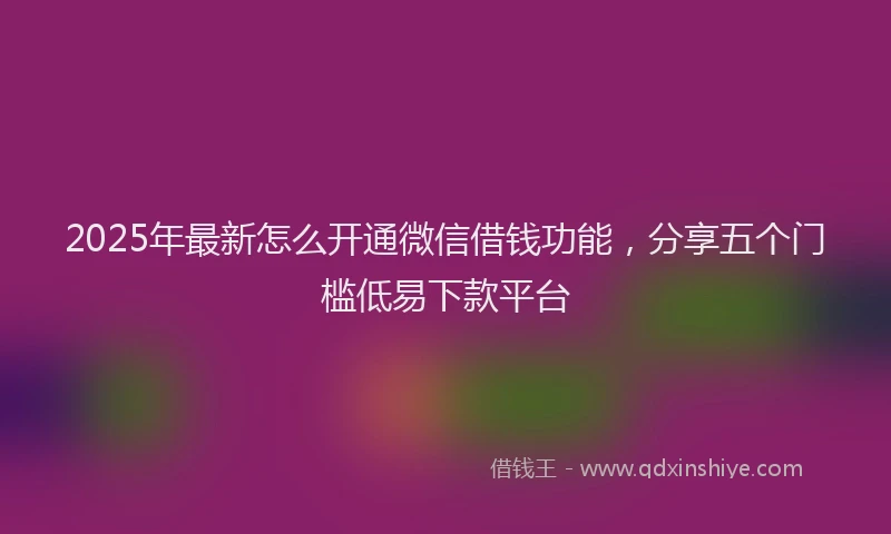 2025年最新怎么开通微信借钱功能，分享五个门槛低易下款平台