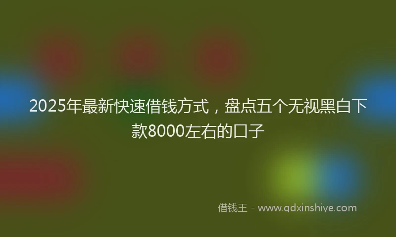 2025年最新快速借钱方式，盘点五个无视黑白下款8000左右的口子