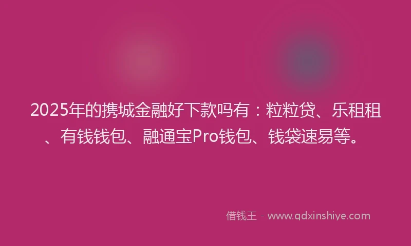 2025年的携城金融好下款吗有：粒粒贷、乐租租、有钱钱包、融通宝Pro钱包、钱袋速易等。
