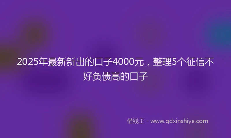 2025年最新新出的口子4000元，整理5个征信不好负债高的口子