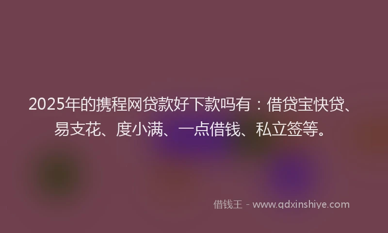 2025年的携程网贷款好下款吗有：借贷宝快贷、易支花、度小满、一点借钱、私立签等。