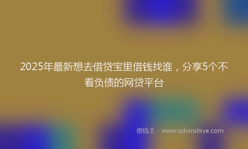 2025年最新想去借贷宝里借钱找谁，分享5个不看负债的网贷平台