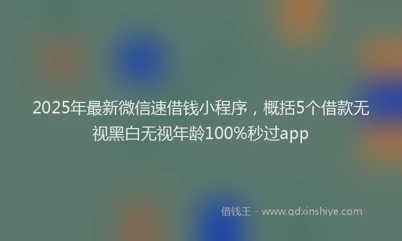 2025年最新微信速借钱小程序，概括5个借款无视黑白无视年龄100%秒过app