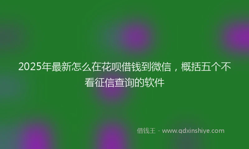 2025年最新怎么在花呗借钱到微信，概括五个不看征信查询的软件