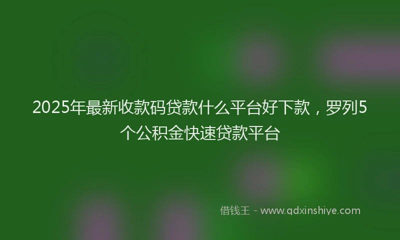 2025年最新收款码贷款什么平台好下款，罗列5个公积金快速贷款平台