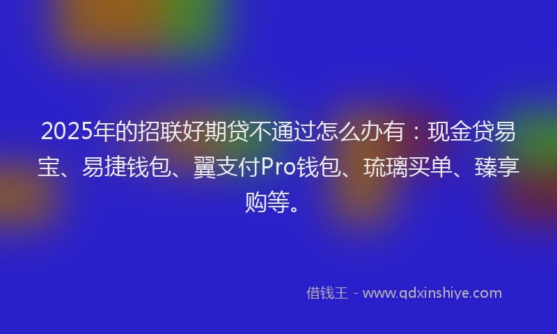 2025年的招联好期贷不通过怎么办有：现金贷易宝、易捷钱包、翼支付Pro钱包、琉璃买单、臻享购等。