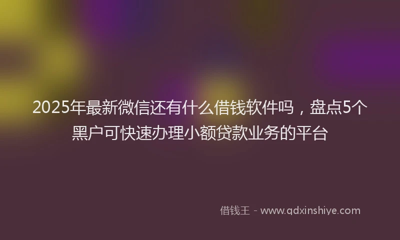 2025年最新微信还有什么借钱软件吗，盘点5个黑户可快速办理小额贷款业务的平台