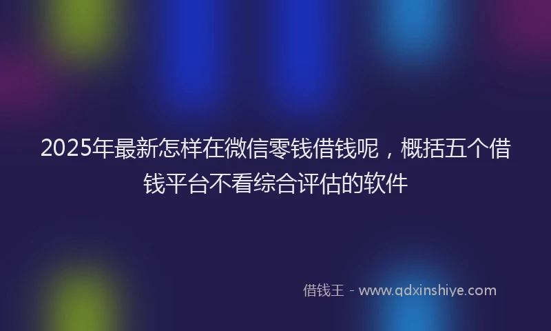 2025年最新怎样在微信零钱借钱呢，概括五个借钱平台不看综合评估的软件