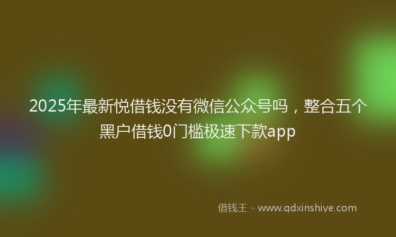 2025年最新悦借钱没有微信公众号吗，整合五个黑户借钱0门槛极速下款app