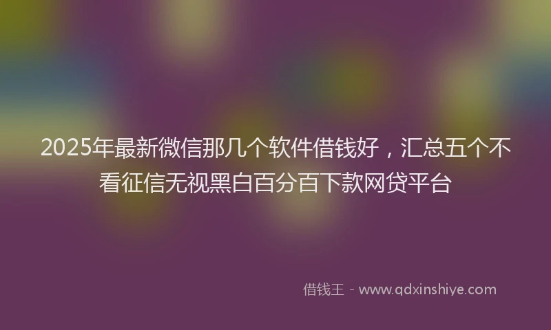 2025年最新微信那几个软件借钱好，汇总五个不看征信无视黑白百分百下款网贷平台