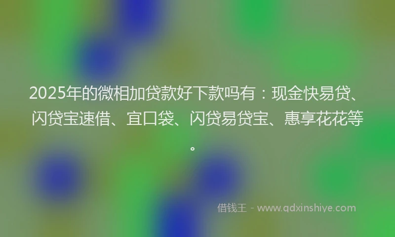 2025年的微相加贷款好下款吗有：现金快易贷、闪贷宝速借、宜口袋、闪贷易贷宝、惠享花花等。