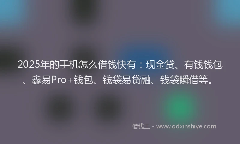 2025年的手机怎么借钱快有：现金贷、有钱钱包、鑫易Pro+钱包、钱袋易贷融、钱袋瞬借等。