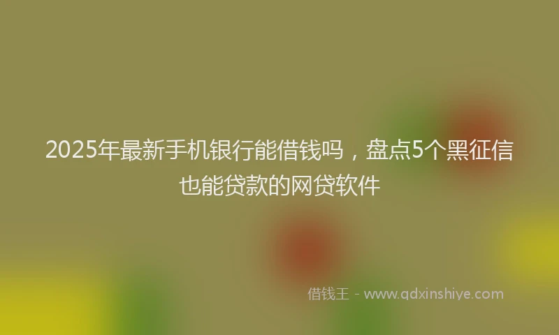 2025年最新手机银行能借钱吗，盘点5个黑征信也能贷款的网贷软件