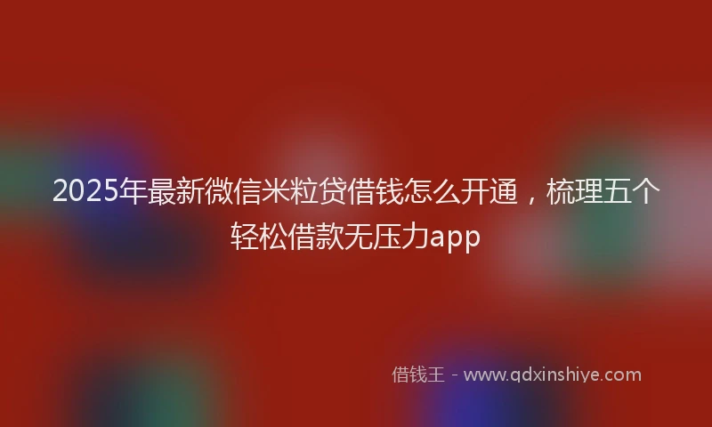 2025年最新微信米粒贷借钱怎么开通，梳理五个轻松借款无压力app