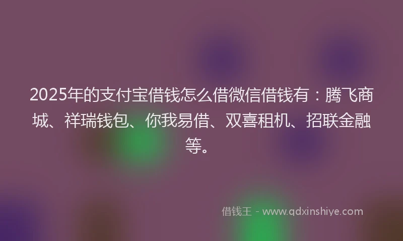 2025年的支付宝借钱怎么借微信借钱有：腾飞商城、祥瑞钱包、你我易借、双喜租机、招联金融等。