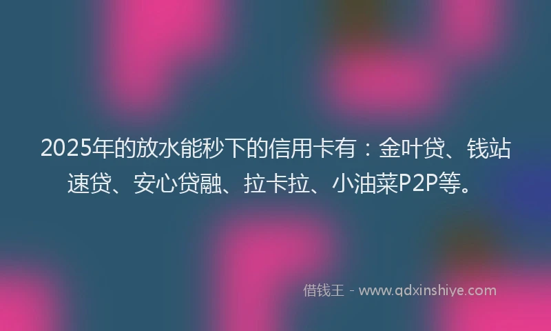 2025年的放水能秒下的信用卡有：金叶贷、钱站速贷、安心贷融、拉卡拉、小油菜P2P等。