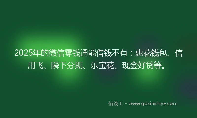 2025年的微信零钱通能借钱不有：惠花钱包、信用飞、瞬下分期、乐宝花、现金好贷等。