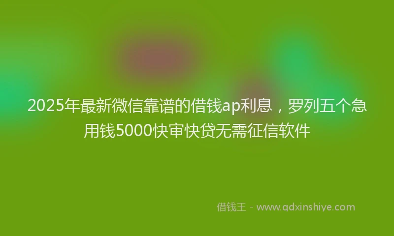 2025年最新微信靠谱的借钱ap利息，罗列五个急用钱5000快审快贷无需征信软件