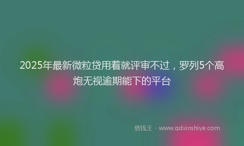 2025年最新微粒贷用着就评审不过，罗列5个高炮无视逾期能下的平台