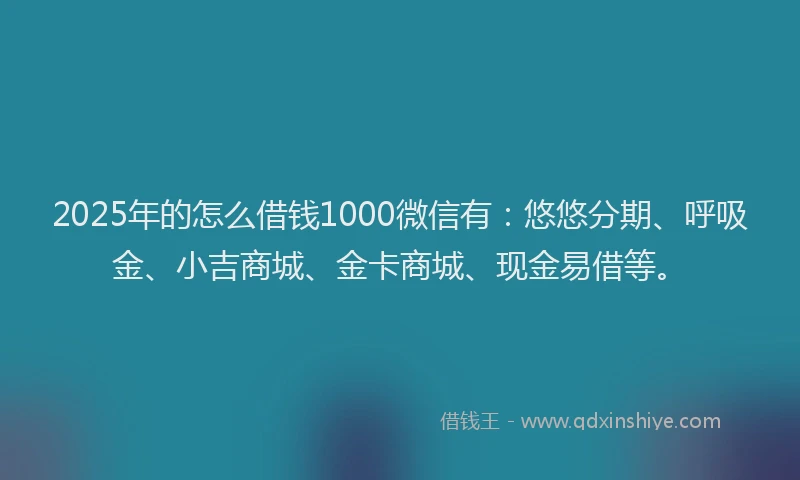 2025年的怎么借钱1000微信有：悠悠分期、呼吸金、小吉商城、金卡商城、现金易借等。