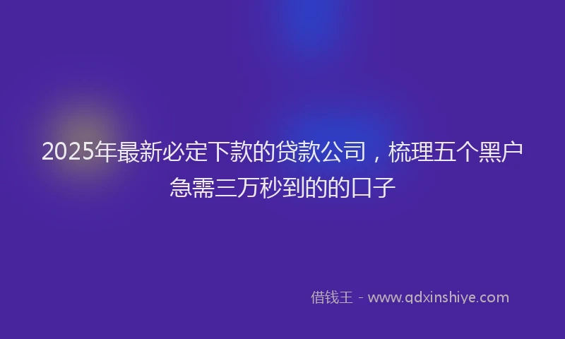2025年最新必定下款的贷款公司，梳理五个黑户急需三万秒到的的口子