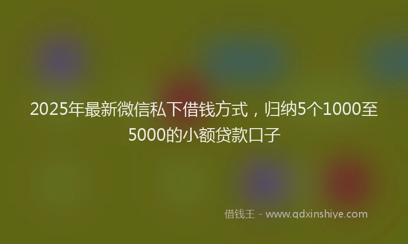 2025年最新微信私下借钱方式，归纳5个1000至5000的小额贷款口子