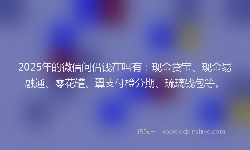 2025年的微信问借钱在吗有：现金贷宝、现金易融通、零花罐、翼支付橙分期、琉璃钱包等。