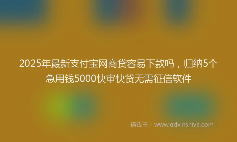 2025年最新支付宝网商贷容易下款吗，归纳5个急用钱5000快审快贷无需征信软件