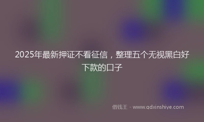 2025年最新押证不看征信，整理五个无视黑白好下款的口子