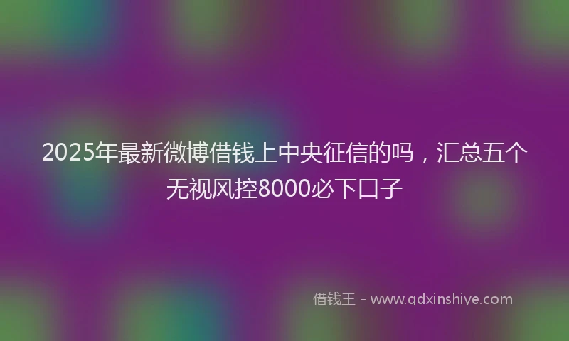2025年最新微博借钱上中央征信的吗，汇总五个无视风控8000必下口子