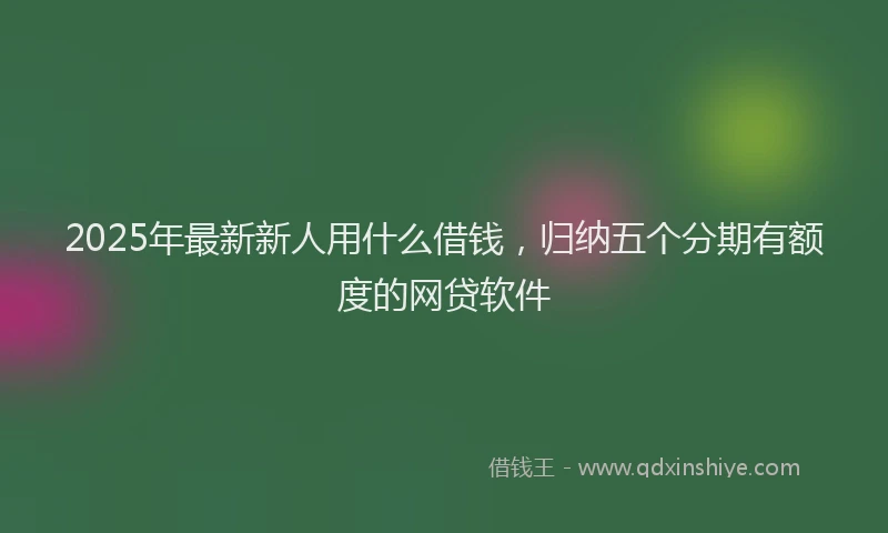 2025年最新新人用什么借钱，归纳五个分期有额度的网贷软件