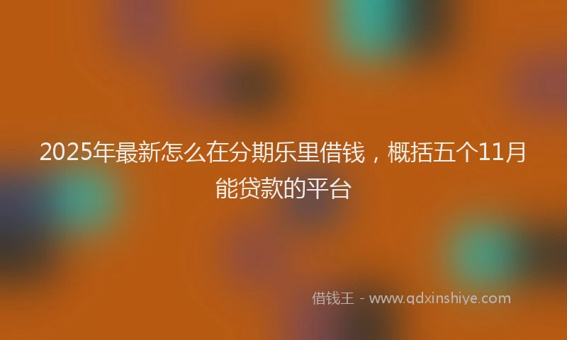 2025年最新怎么在分期乐里借钱，概括五个11月能贷款的平台