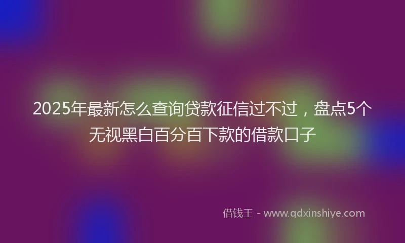2025年最新怎么查询贷款征信过不过，盘点5个无视黑白百分百下款的借款口子