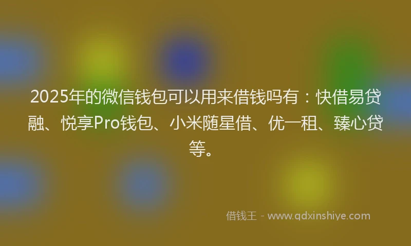 2025年的微信钱包可以用来借钱吗有：快借易贷融、悦享Pro钱包、小米随星借、优一租、臻心贷等。