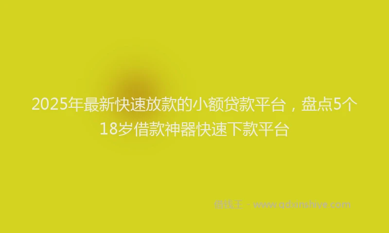 2025年最新快速放款的小额贷款平台，盘点5个18岁借款神器快速下款平台