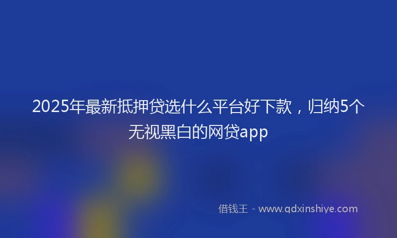 2025年最新抵押贷选什么平台好下款，归纳5个无视黑白的网贷app