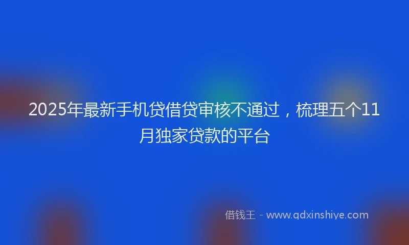 2025年最新手机贷借贷审核不通过，梳理五个11月独家贷款的平台