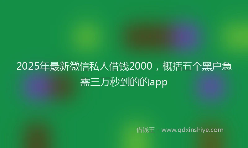 2025年最新微信私人借钱2000，概括五个黑户急需三万秒到的的app