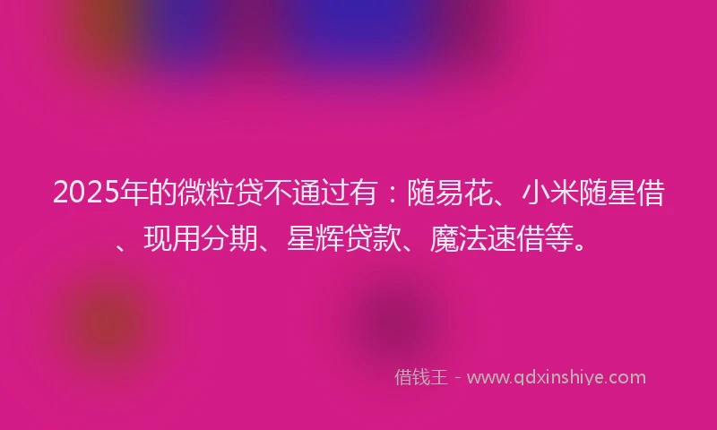 2025年的微粒贷不通过有：随易花、小米随星借、现用分期、星辉贷款、魔法速借等。