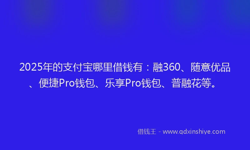 2025年的支付宝哪里借钱有：融360、随意优品、便捷Pro钱包、乐享Pro钱包、普融花等。